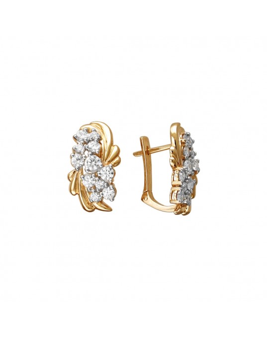 Серьги из красного золота 585 пробы с фианитами 01С1112205Р