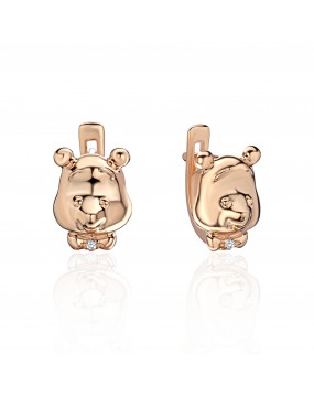 Серьги из красного золота 585 пробы с фианитами 01С1114119