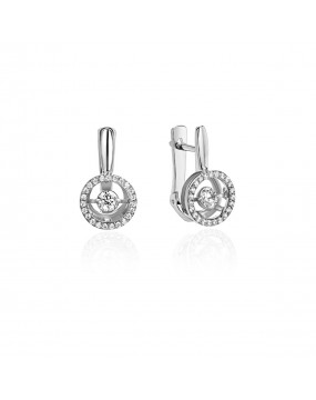 Серьги из белого золота 585 пробы с фианитами 01С127959