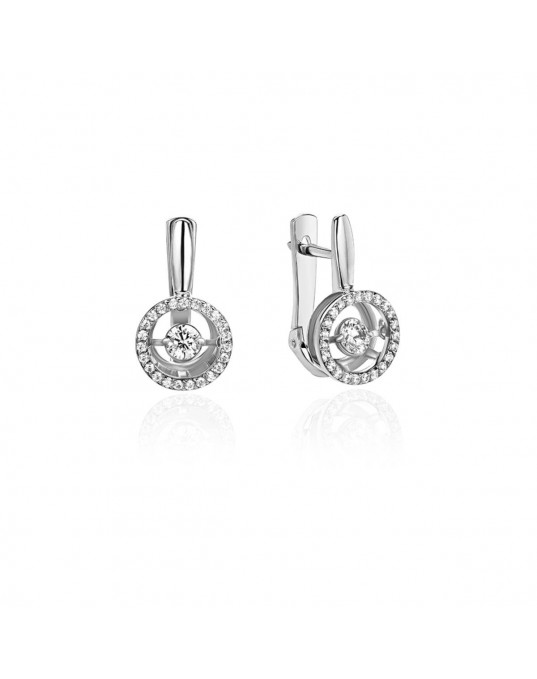 Серьги из белого золота 585 пробы с фианитами 01С127959
