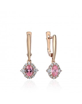 Серьги из красного золота 585 пробы с фианитами 01С2113841-1
