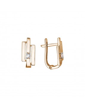 Серьги из красного золота 585 пробы с фианитами 01С1112939