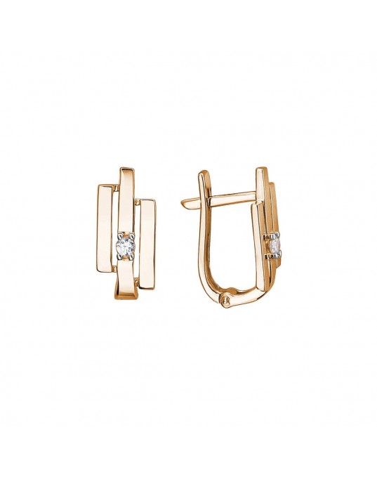 Серьги из красного золота 585 пробы с фианитами 01С1112939