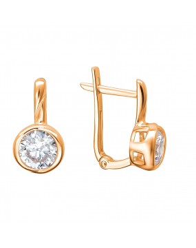 Серьги из красного золота 585 пробы с фианитами 01С1112768