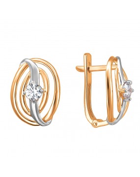 Серьги из красного золота 585 пробы с фианитами 01С1112909Р