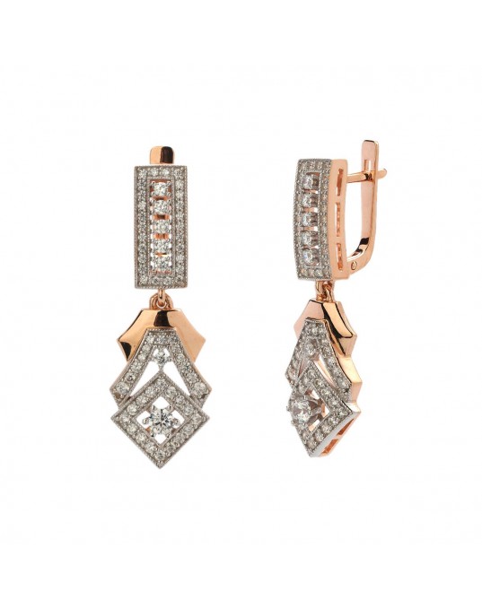 Серьги из золоченого серебра 925 пробы с фианитами 01С1513894РА