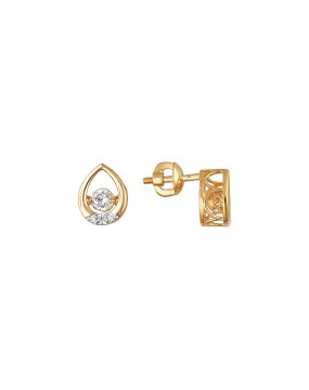 Серьги из красного золота 585 пробы с фианитами 01С1111864Р