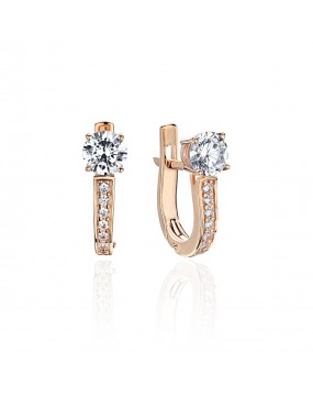 Серьги из красного золота 585 пробы с фианитами 01С1113777