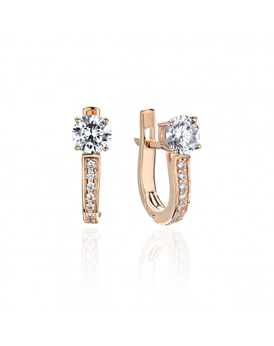 Серьги из красного золота 585 пробы с фианитами 01С1113777