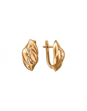 Серьги из красного золота 585 пробы с фианитами 01С1113244. Размер: б/р