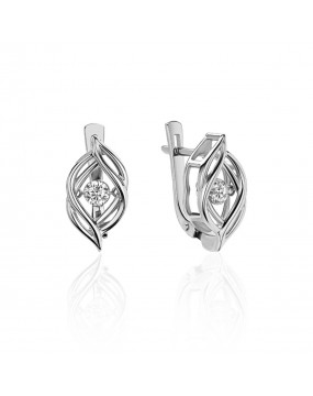 Серьги из белого золота 585 пробы с фианитами 01С1211851