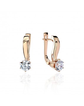Серьги из красного золота 585 пробы с фианитами 01С1113509