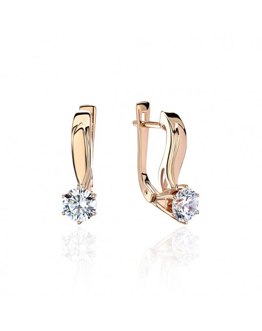 Серьги из красного золота 585 пробы с фианитами 01С1113509