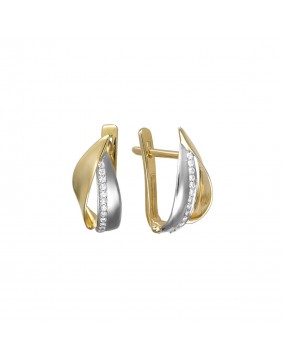 Серьги из желтого золота 585 пробы с фианитами 01С1312587Р. Размер: б/р