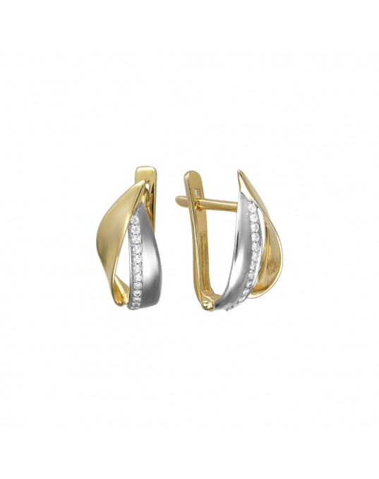 Серьги из желтого золота 585 пробы с фианитами 01С1312587Р. Размер: б/р