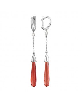 Серьги из серебра 925 пробы с фианитами и стеклом 01С259662
