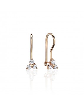Серьги из красного золота 585 пробы с фианитами 01С118269