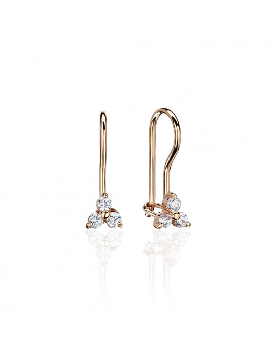 Серьги из красного золота 585 пробы с фианитами 01С118269