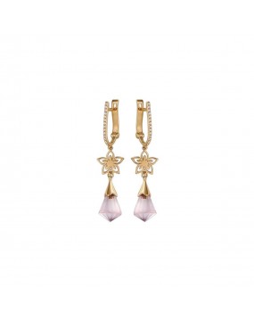 Серьги из красного золота 585 пробы с кварцем и фианитом 01С317897-2