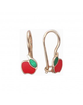 Серьги детские из красного золота 585 пробы с эмалью 01С019243Э