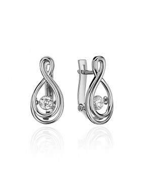Серьги из белого золота 585 пробы с фианитами 01С127963
