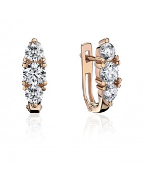 Серьги из красного золота 585 пробы с фианитами 01С1113829