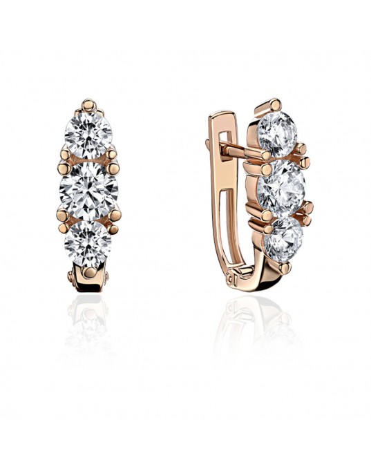 Серьги из красного золота 585 пробы с фианитами 01С1113829