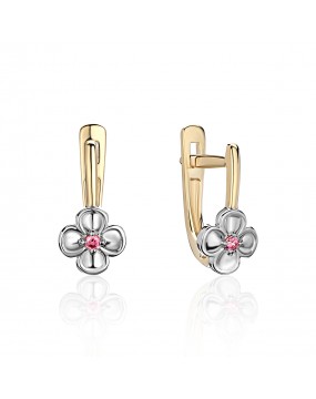 Серьги из желтого золота 585 пробы с фианитами 01С2311667Р-2