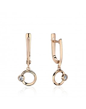 Серьги из красного золота 585 пробы с фианитами 01С1114001