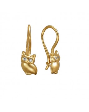 Серьги из желтого золота 585 пробы с фианитами 01С139237