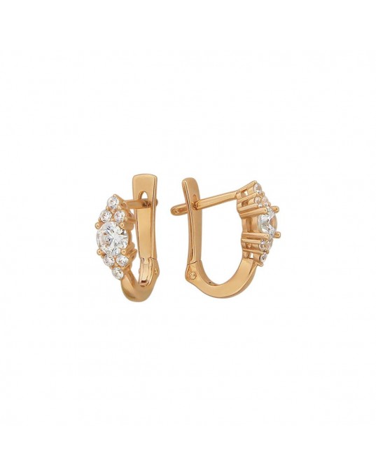 Серьги из красного золота 585 пробы с фианитами 01С119307. Размер: б/р