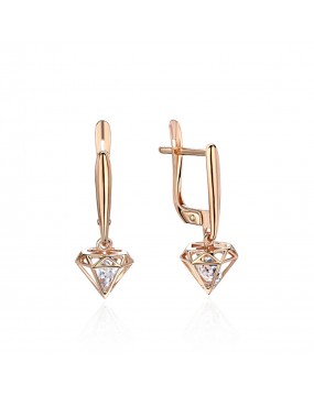 Серьги из красного золота 585 пробы с фианитами 01С1113835