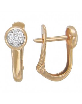 Серьги из красного золота 585 пробы с фианитами 01С115138