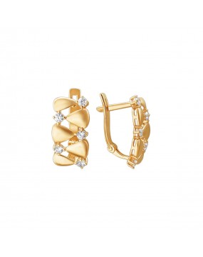 Серьги из красного золота 585 пробы с фианитами 01С1111520. Размер: б/р