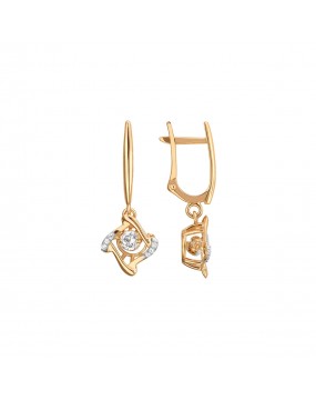 Серьги из красного золота 585 пробы с фианитами 01С1111853Р