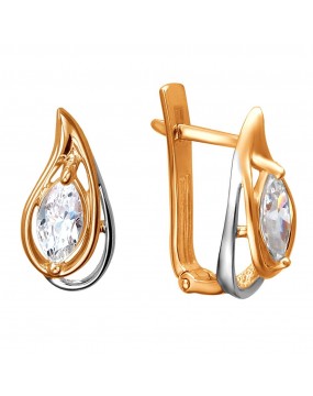 Серьги из красного золота 585 пробы с фианитами 01С1112770Р