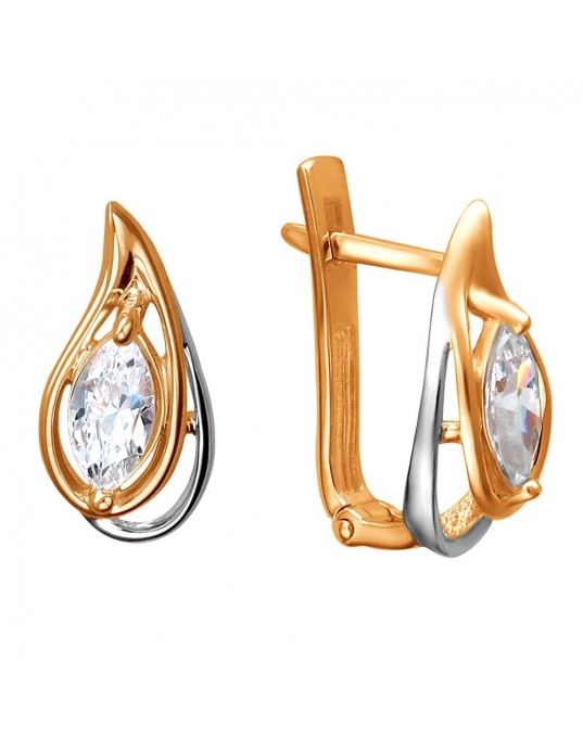 Серьги из красного золота 585 пробы с фианитами 01С1112770Р