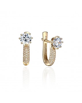 Серьги из желтого золота 585 пробы с фианитами 01С134877