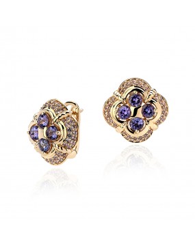 Серьги из желтого золота 585 пробы с танзанитами 01С3313307-1