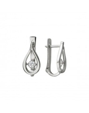 Серьги из белого золота 585 пробы с фианитами 01С127958