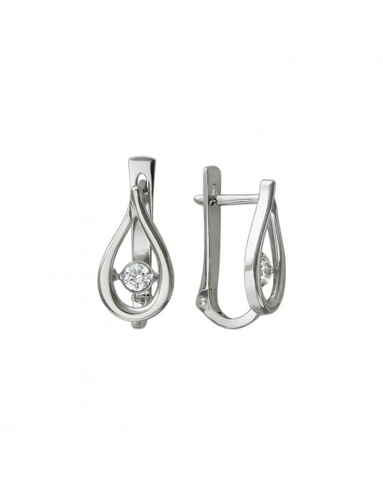 Серьги из белого золота 585 пробы с фианитами 01С127958