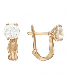 Серьги из золоченого серебра 925 пробы с фианитами 01С156352А