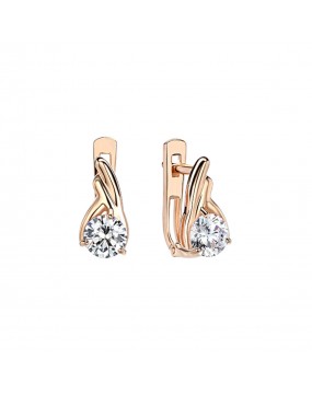 Серьги из красного золота 585 пробы с фианитами 01С1112769