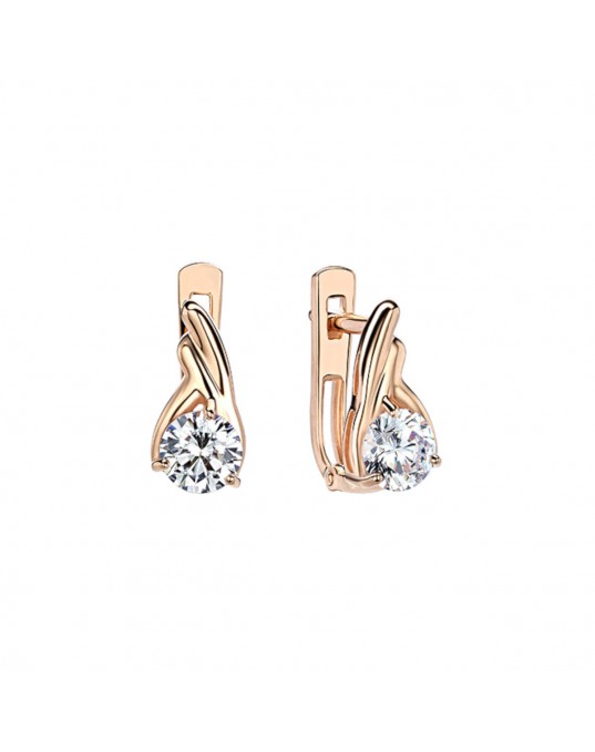Серьги из красного золота 585 пробы с фианитами 01С1112769