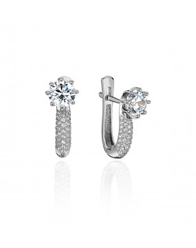 Серьги из белого золота 585 пробы с фианитами 01С124877