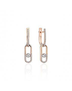 Серьги из красного золота 585 пробы с фианитами 01С1113122Р