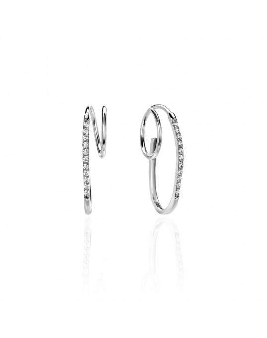 Серьги из белого золота 585 пробы с фианитами 01С1212622