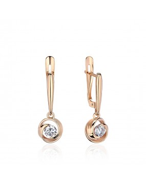 Серьги из красного золота 585 пробы с фианитами 01С1113805