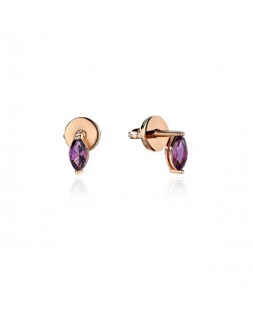 Серьги из красного золота 585 пробы с аметистами 01С3113961-1