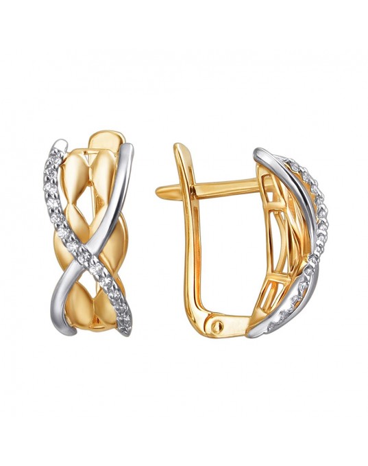 Серьги из красного золота 585 пробы с фианитами 01С1611563